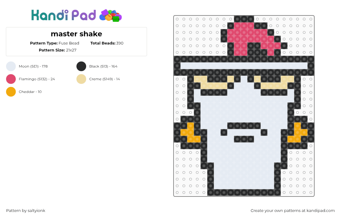 master shake - Fuse Bead Pattern by saltyionk on Kandi Pad - white,red