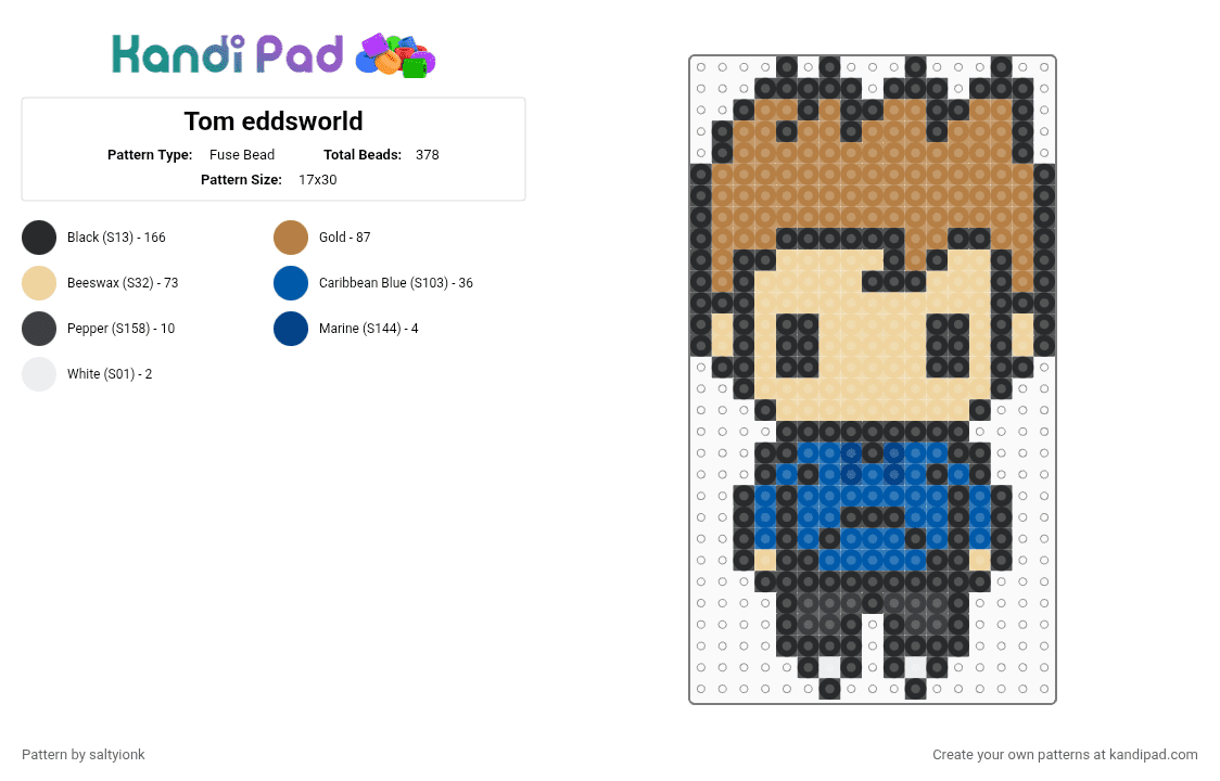 Tom eddsworld - Fuse Bead Pattern by saltyionk on Kandi Pad - tan,beige