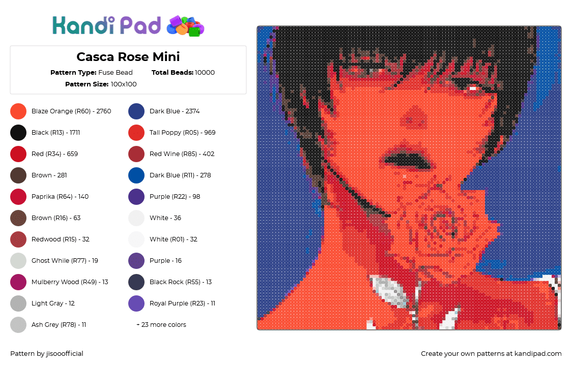 Casca Rose Mini - Fuse Bead Pattern by jisooofficial on Kandi Pad - 