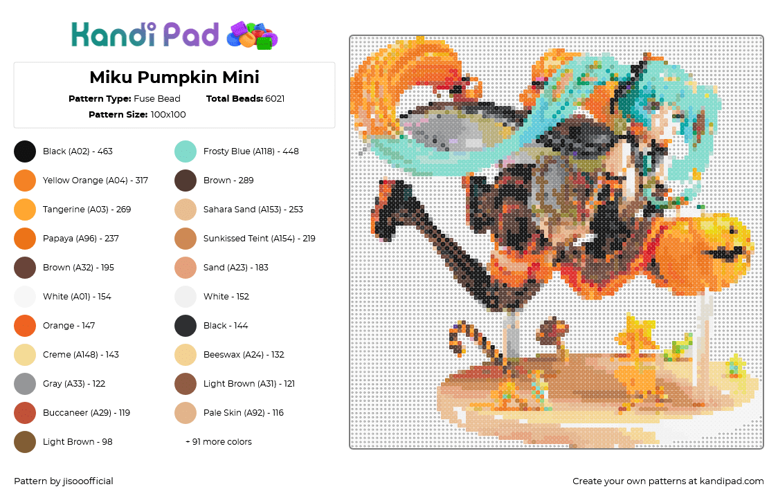 Miku Pumpkin Mini - Fuse Bead Pattern by jisooofficial on Kandi Pad - 