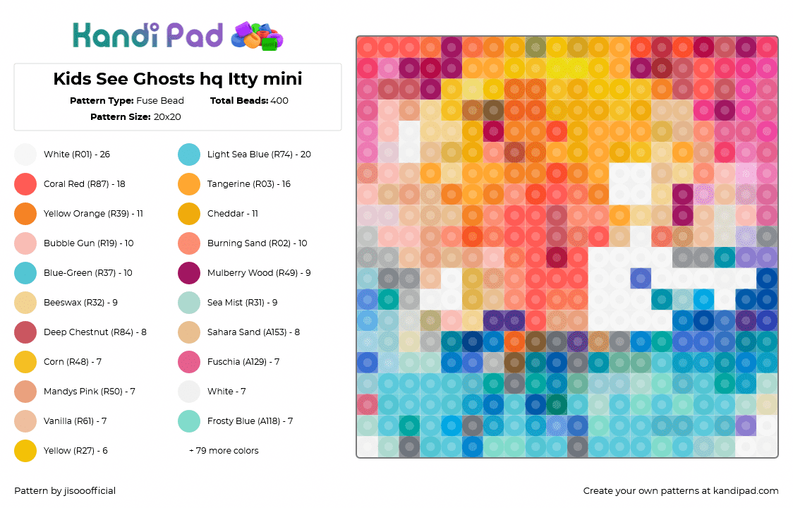 Kids See Ghosts hq Itty mini - Fuse Bead Pattern by jisooofficial on Kandi Pad - 