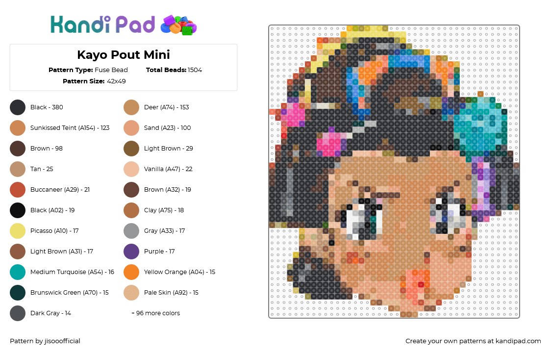 Kayo Pout Mini - Fuse Bead Pattern by jisooofficial on Kandi Pad - 