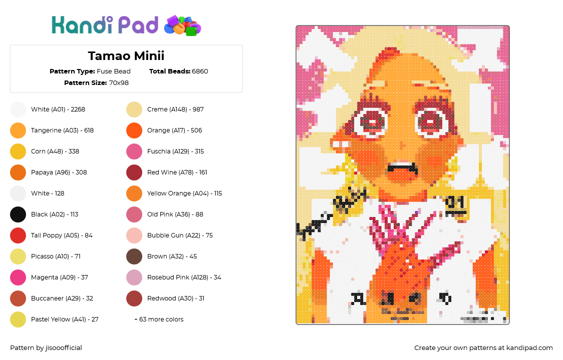 Tamao Minii - Fuse Bead Pattern by jisooofficial on Kandi Pad - 