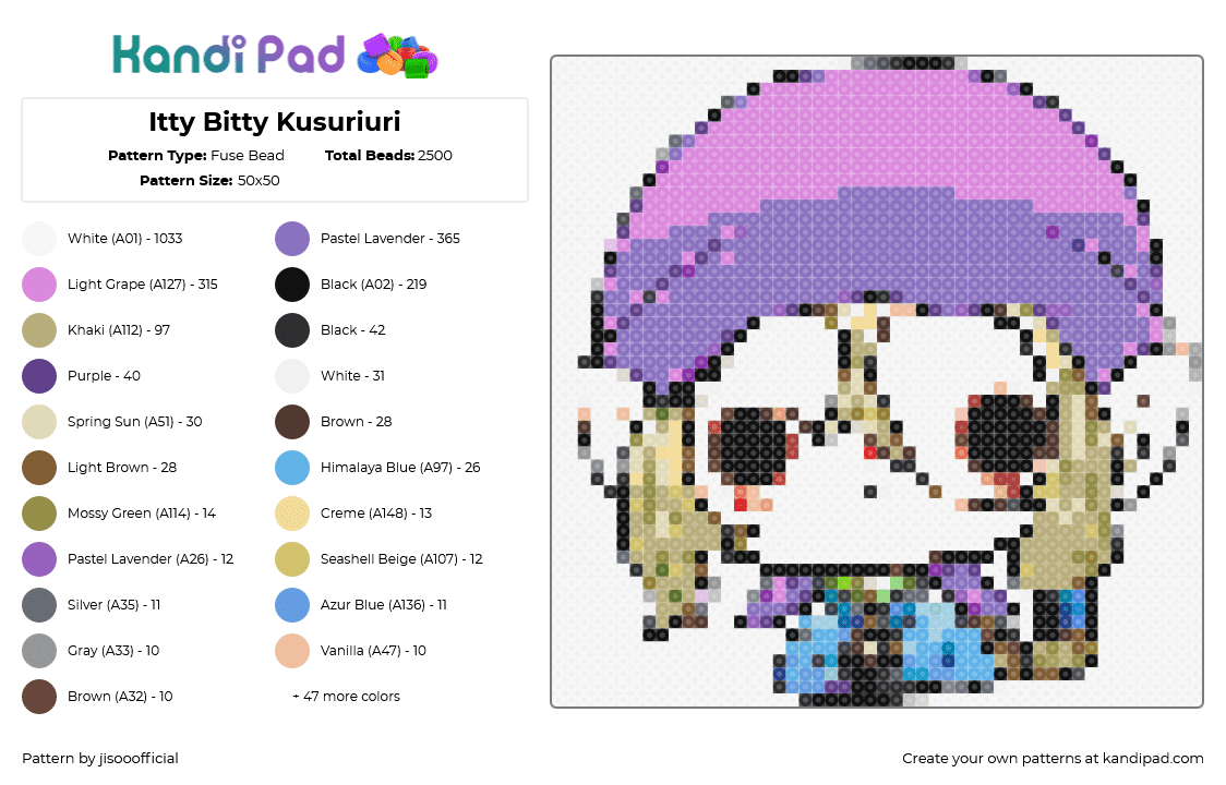 Itty Bitty Kusuriuri - Fuse Bead Pattern by jisooofficial on Kandi Pad - 