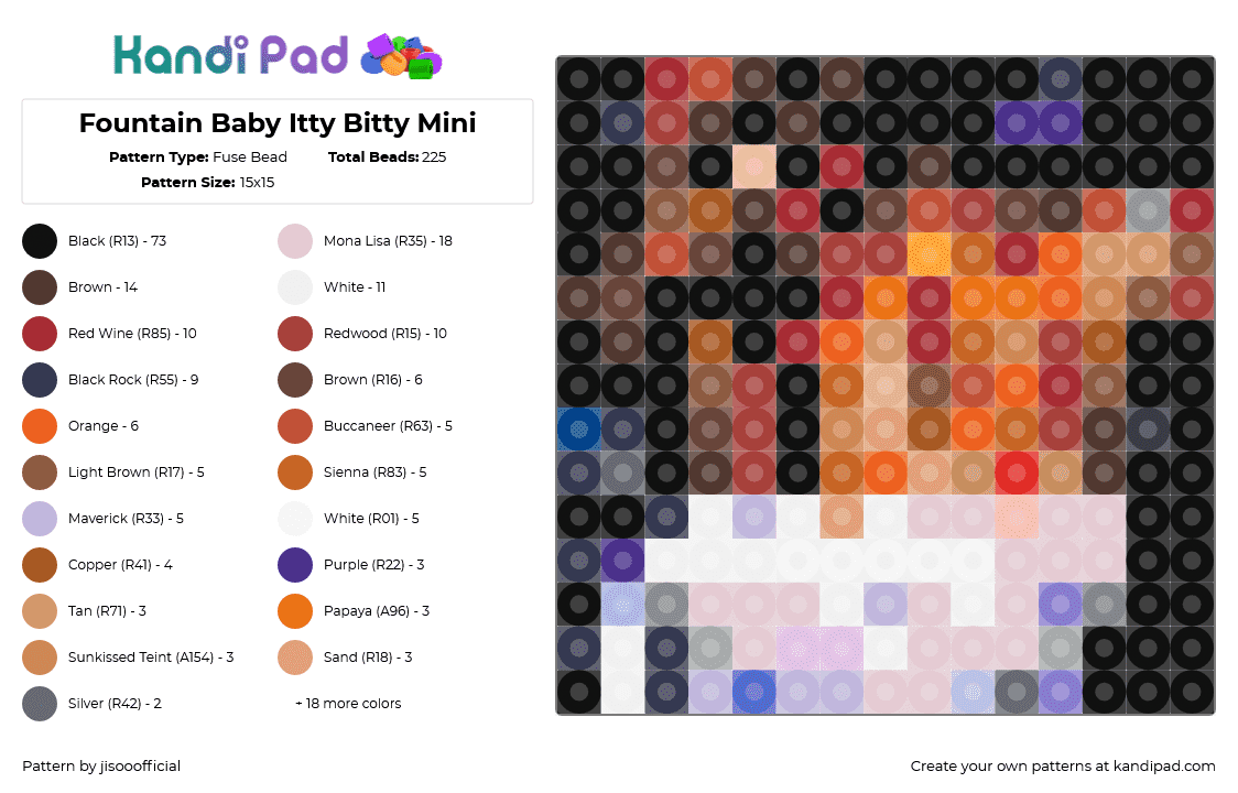 Fountain Baby Itty Bitty Mini - Fuse Bead Pattern by jisooofficial on Kandi Pad - 
