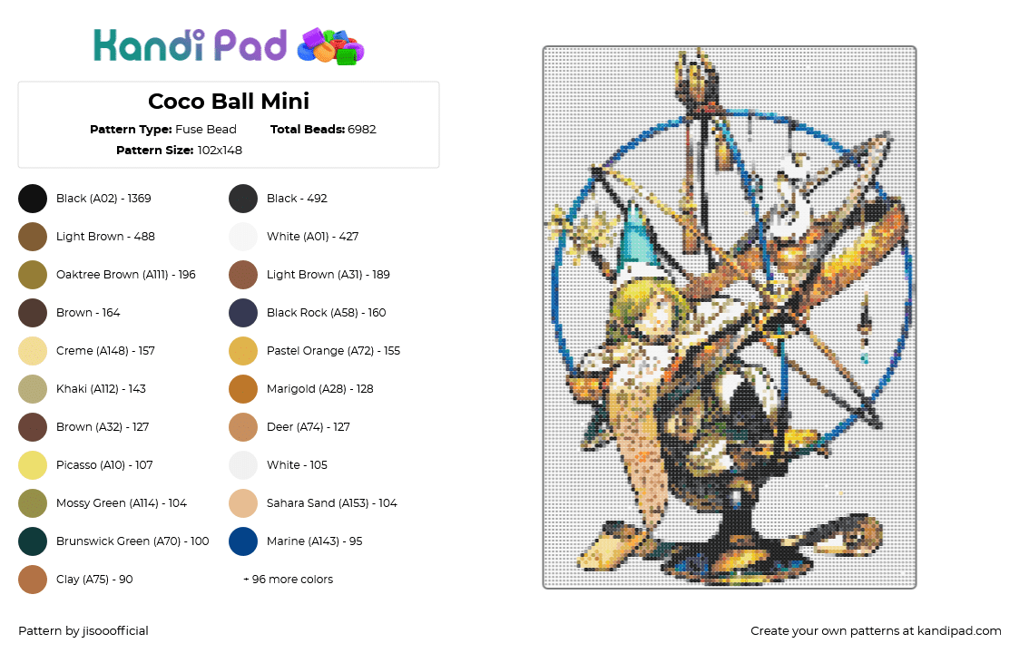 Coco Ball Mini - Fuse Bead Pattern by jisooofficial on Kandi Pad - 