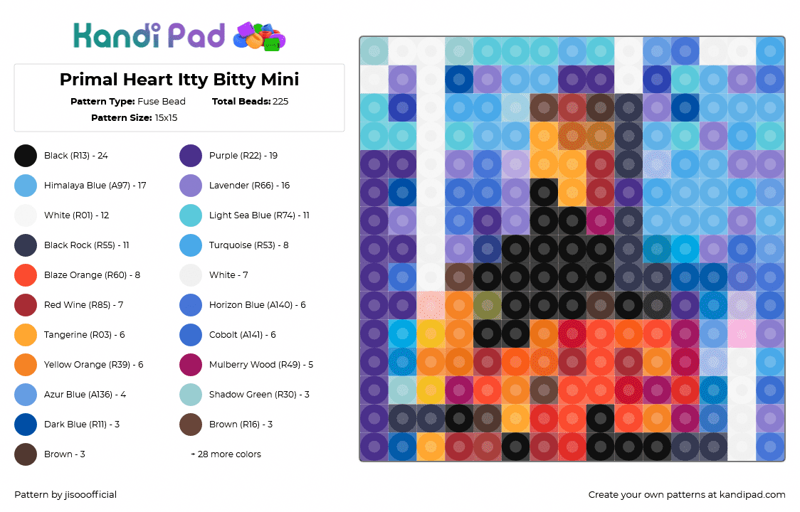 Primal Heart Itty Bitty Mini - Fuse Bead Pattern by jisooofficial on Kandi Pad - 