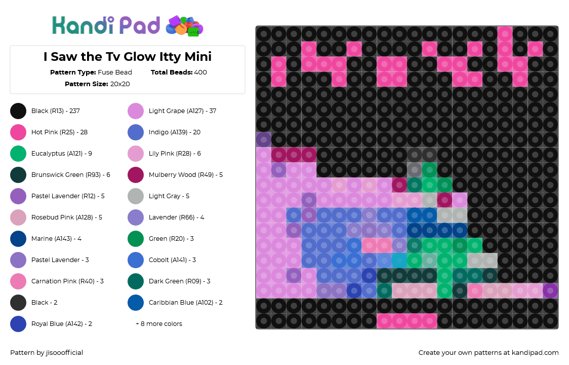 I Saw the Tv Glow Itty Mini - Fuse Bead Pattern by jisooofficial on Kandi Pad - 