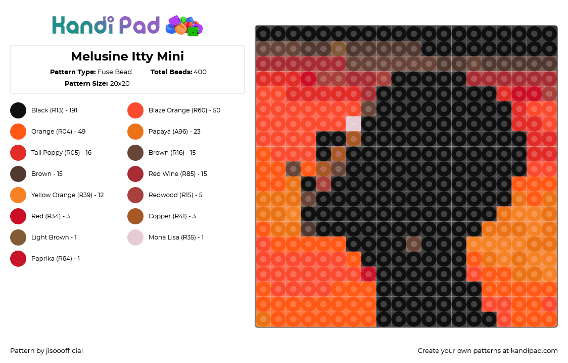 Melusine Itty Mini - Fuse Bead Pattern by jisooofficial on Kandi Pad - 
