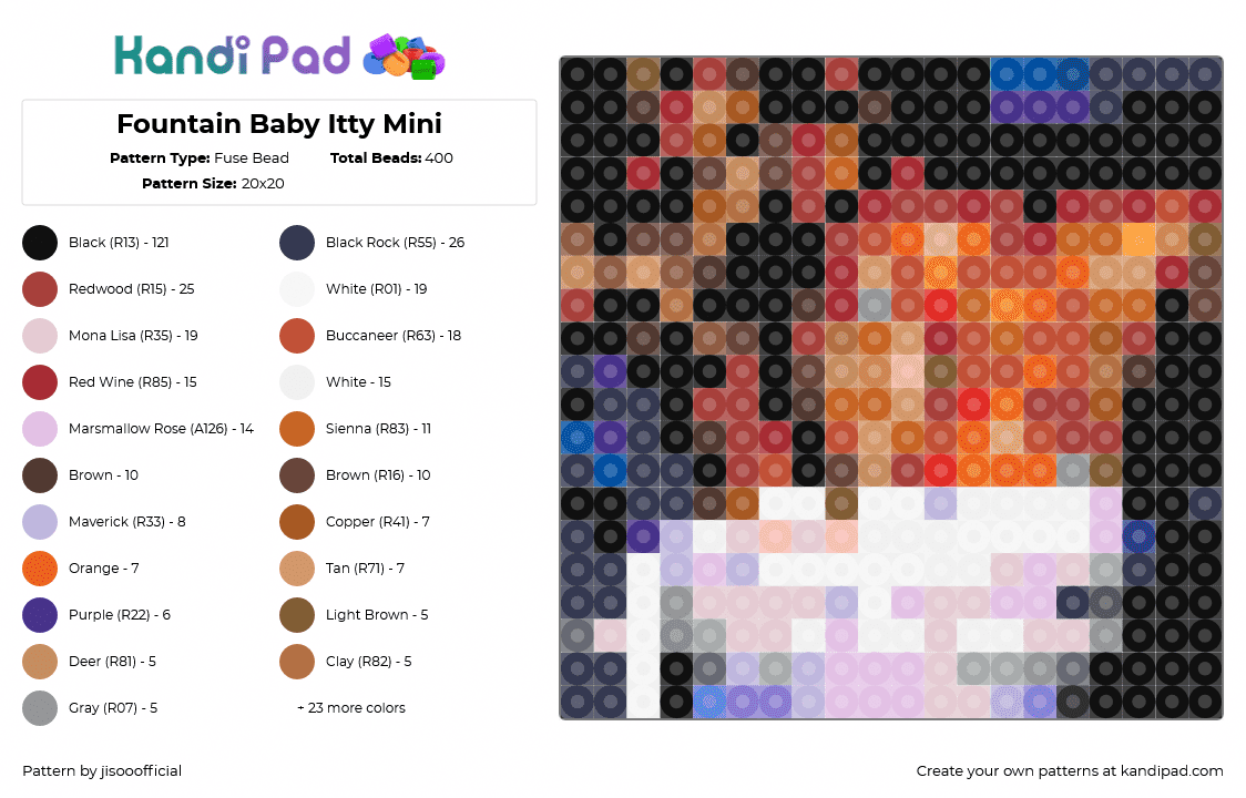 Fountain Baby Itty Mini - Fuse Bead Pattern by jisooofficial on Kandi Pad - 