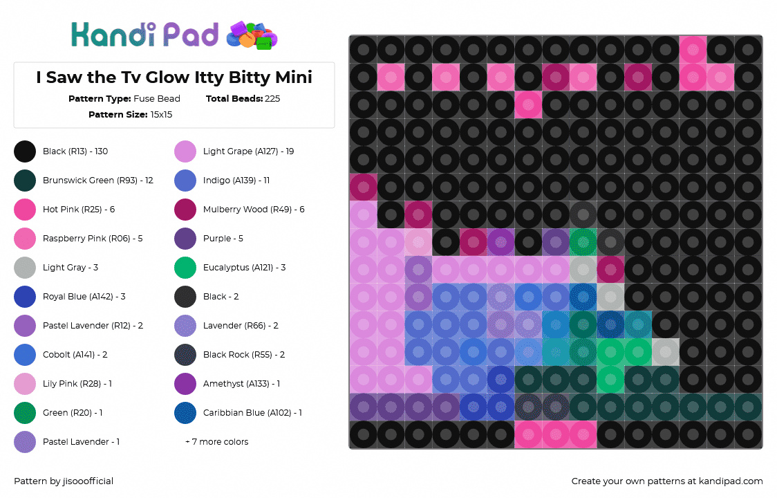 I Saw the Tv Glow Itty Bitty Mini - Fuse Bead Pattern by jisooofficial on Kandi Pad - black,pink,blue