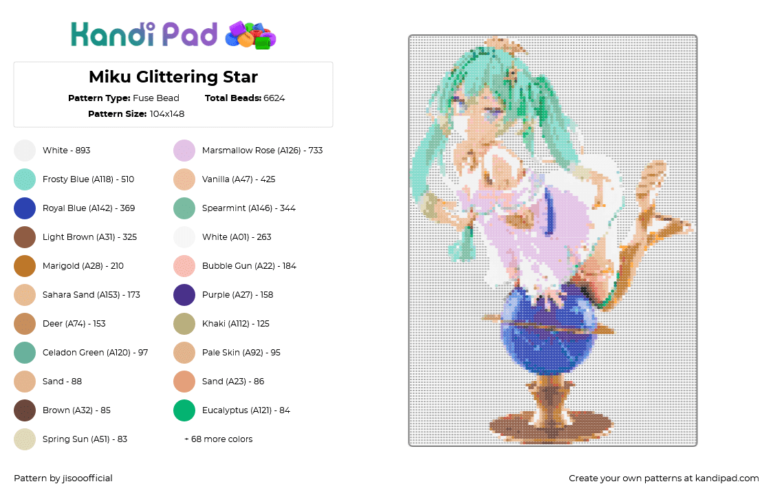 Miku Glittering Star - Fuse Bead Pattern by jisooofficial on Kandi Pad - 