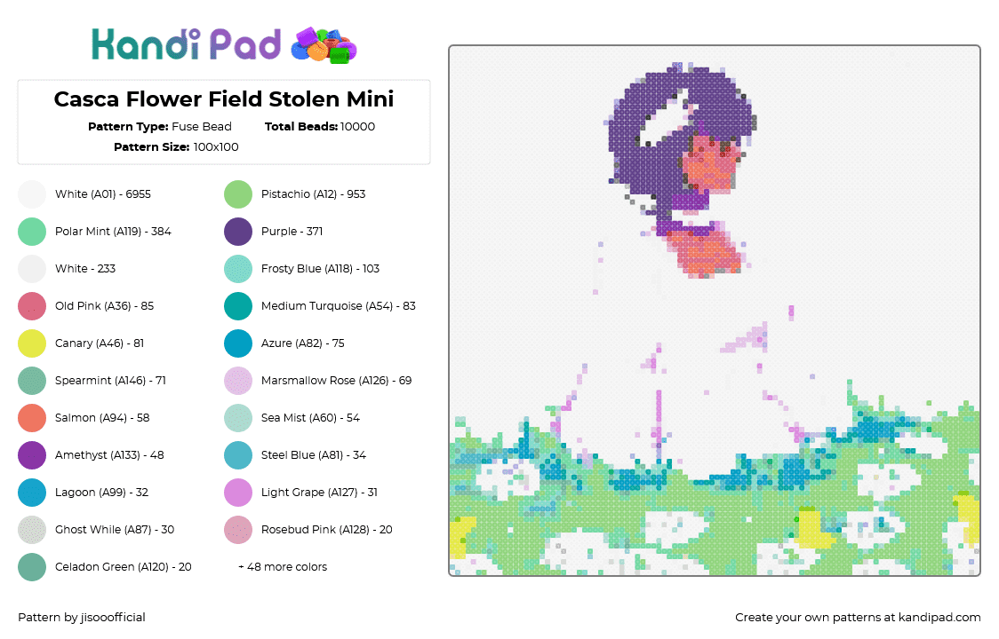 Casca Flower Field Stolen Mini - Fuse Bead Pattern by jisooofficial on Kandi Pad - 