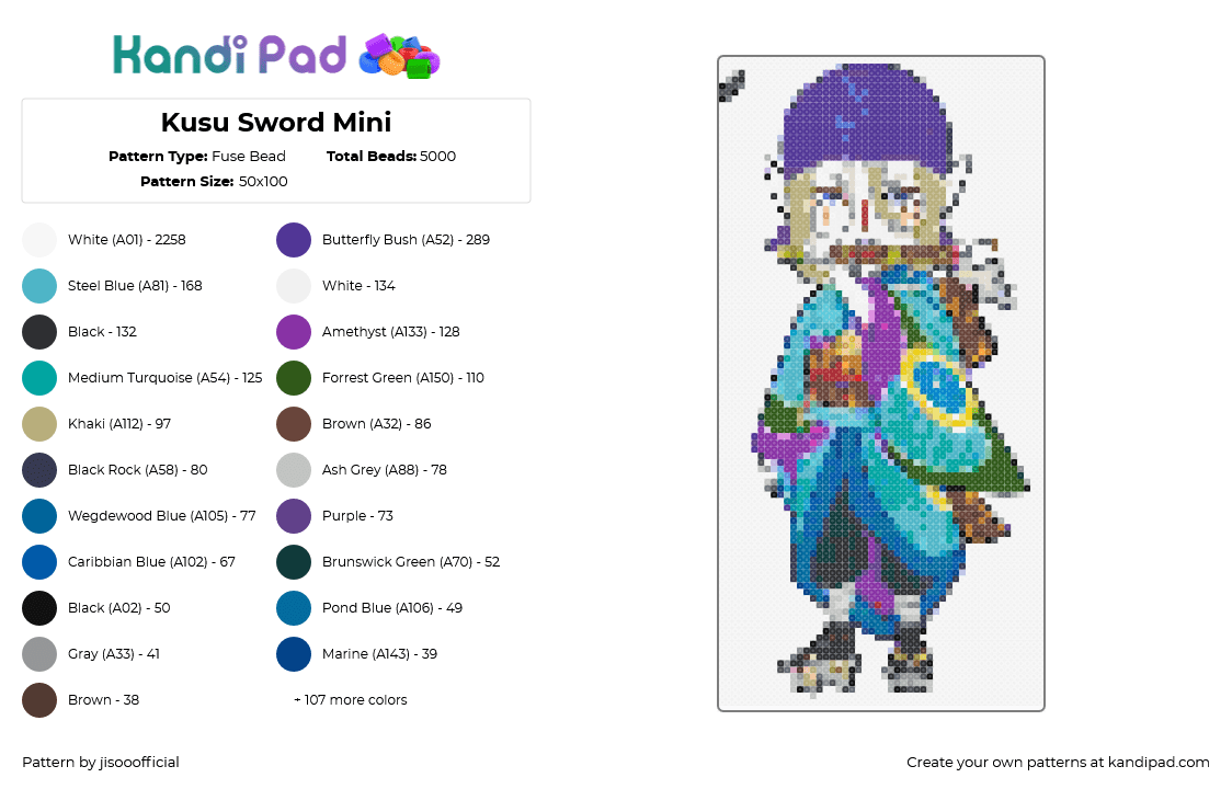 Kusu Sword Mini - Fuse Bead Pattern by jisooofficial on Kandi Pad - 