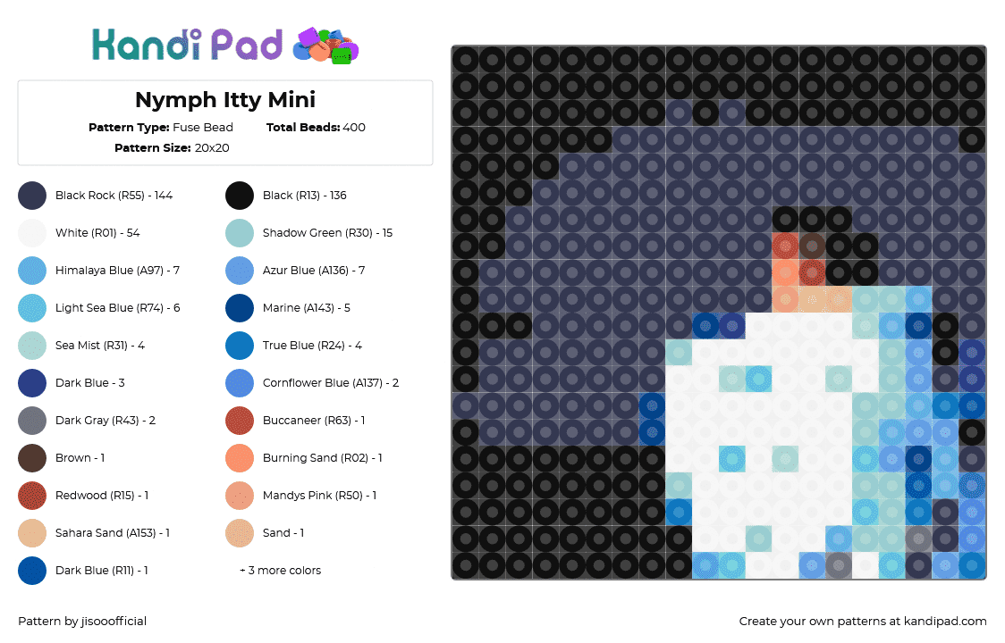 Nymph Itty Mini - Fuse Bead Pattern by jisooofficial on Kandi Pad - 