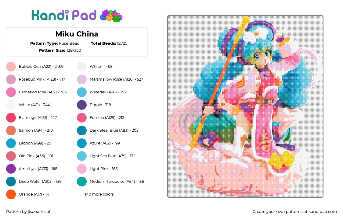 Miku China - Fuse Bead Pattern by jisooofficial on Kandi Pad - 