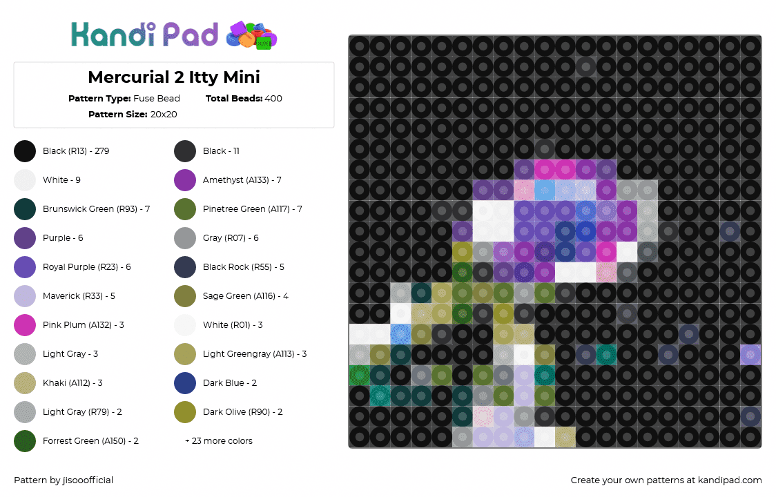 Mercurial 2 Itty Mini - Fuse Bead Pattern by jisooofficial on Kandi Pad - 