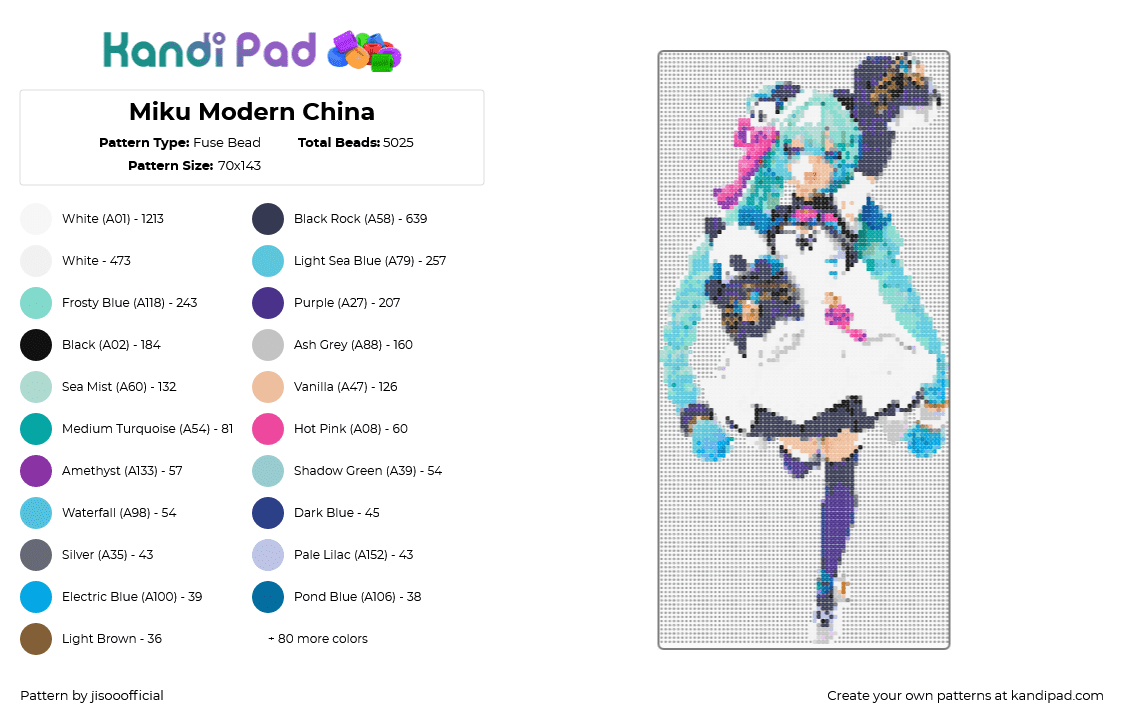 Miku Modern China - Fuse Bead Pattern by jisooofficial on Kandi Pad - 