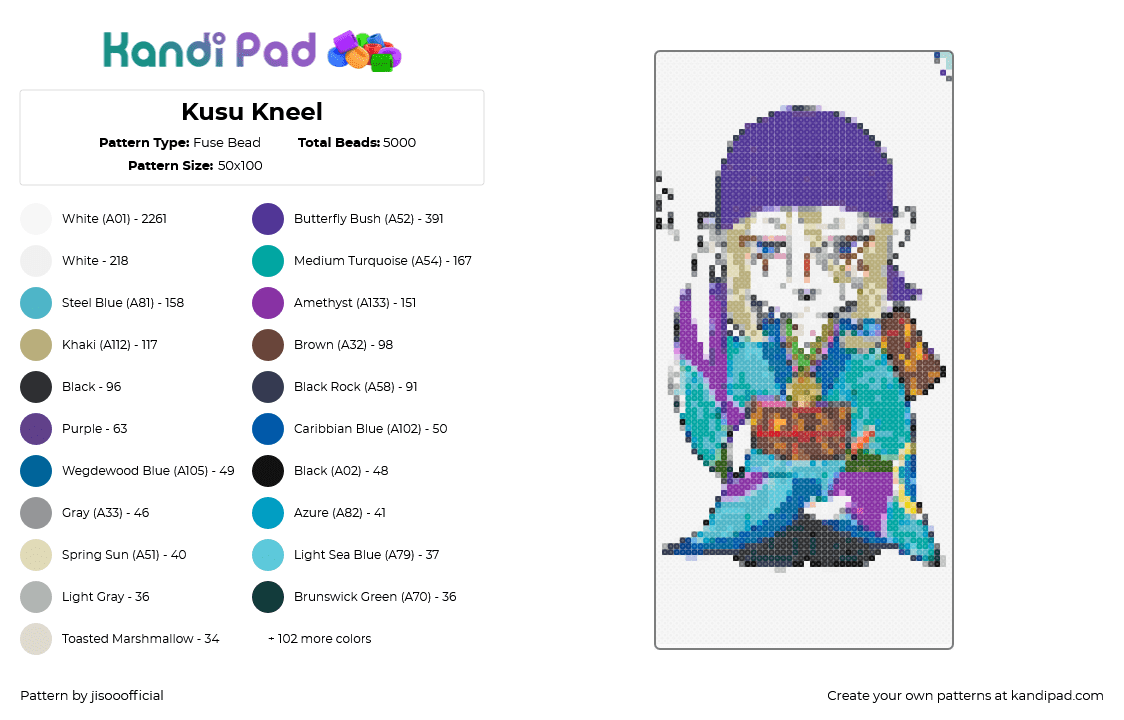 Kusu Kneel - Fuse Bead Pattern by jisooofficial on Kandi Pad - 