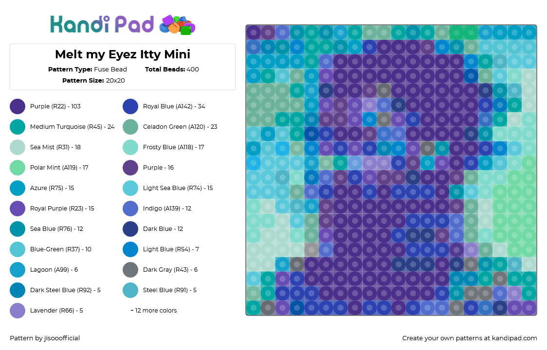 Melt my Eyez Itty Mini - Fuse Bead Pattern by jisooofficial on Kandi Pad - 