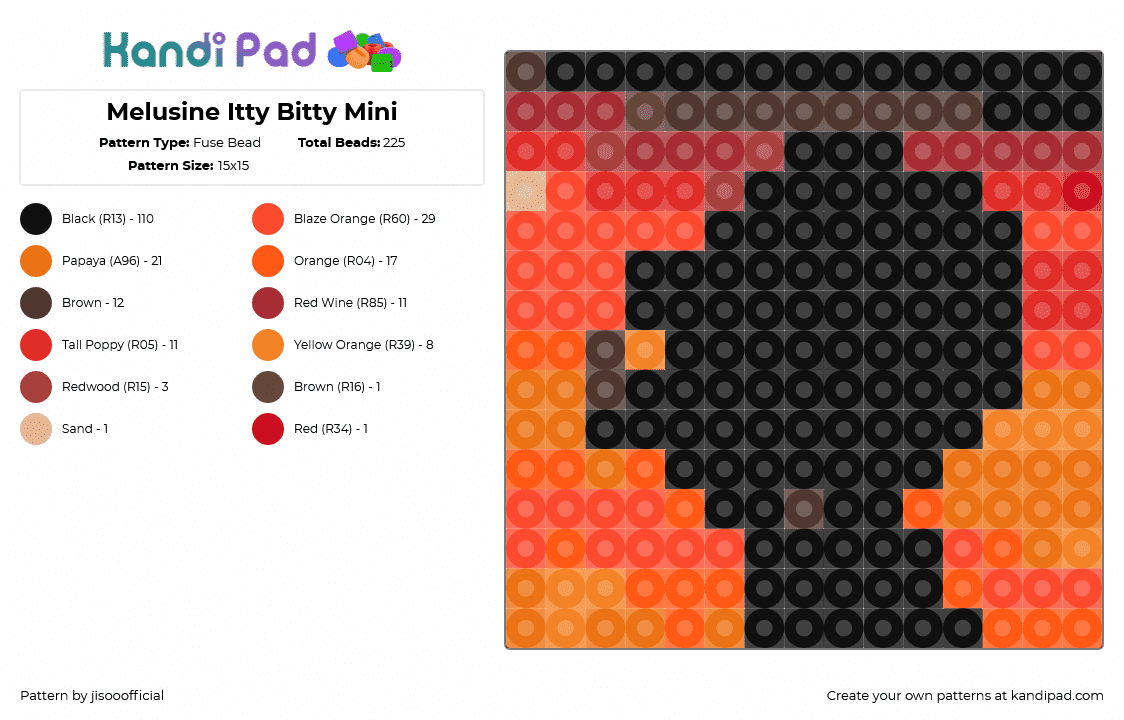 Melusine Itty Bitty Mini - Fuse Bead Pattern by jisooofficial on Kandi Pad - 