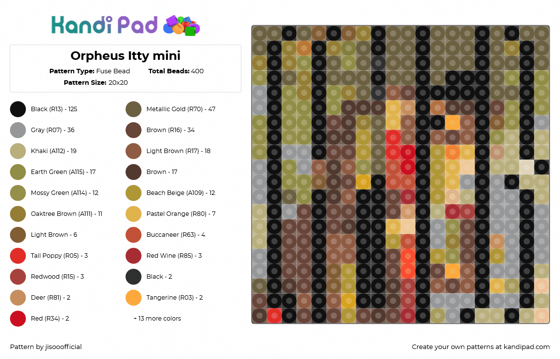 Orpheus Itty mini - Fuse Bead Pattern by jisooofficial on Kandi Pad - 