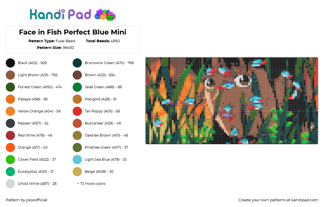 Face in Fish Perfect Blue Mini - Fuse Bead Pattern by jisooofficial on Kandi Pad - 