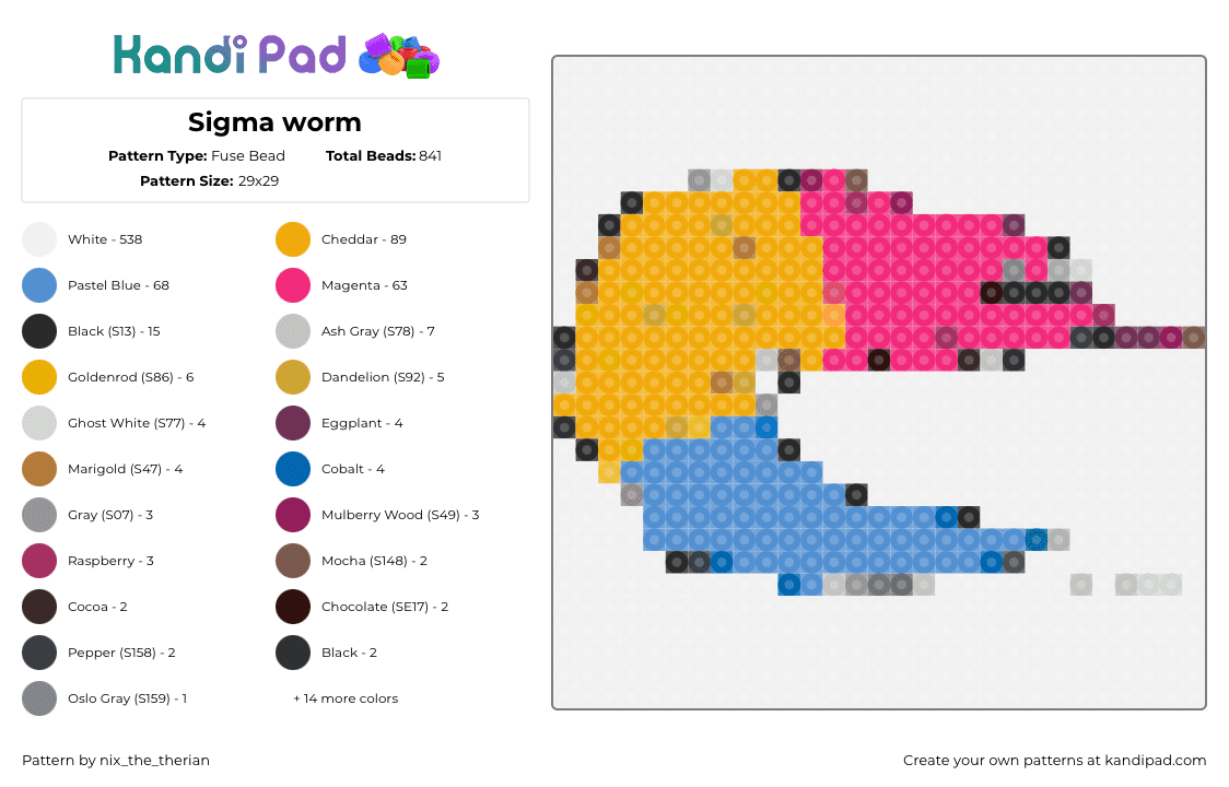 Sigma worm - Fuse Bead Pattern by nix_the_therian on Kandi Pad - 