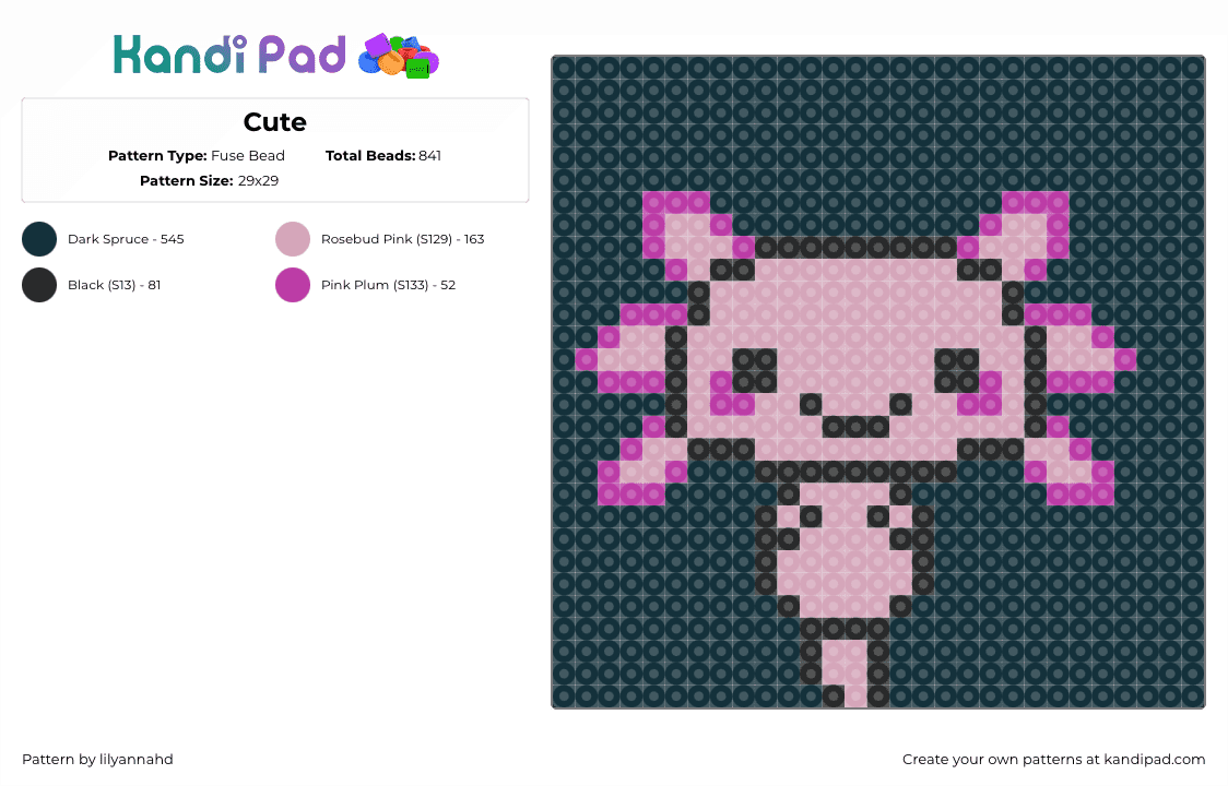 Cute - Fuse Bead Pattern by lilyannahd on Kandi Pad - black