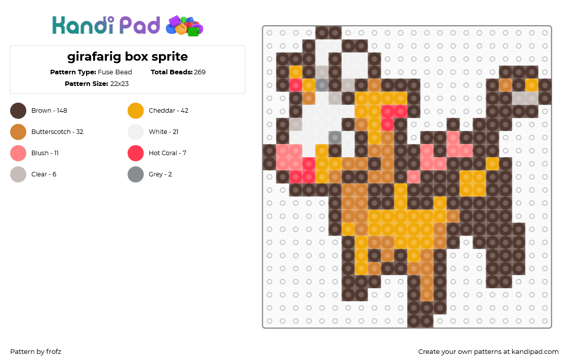 girafarig box sprite - Fuse Bead Pattern by frofz on Kandi Pad - brown,orange,girafarig,pokemon