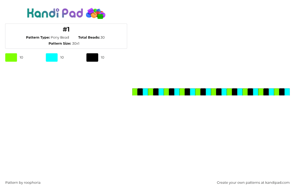 #1 - Pony Bead Pattern by roophoria on Kandi Pad - green,light blue