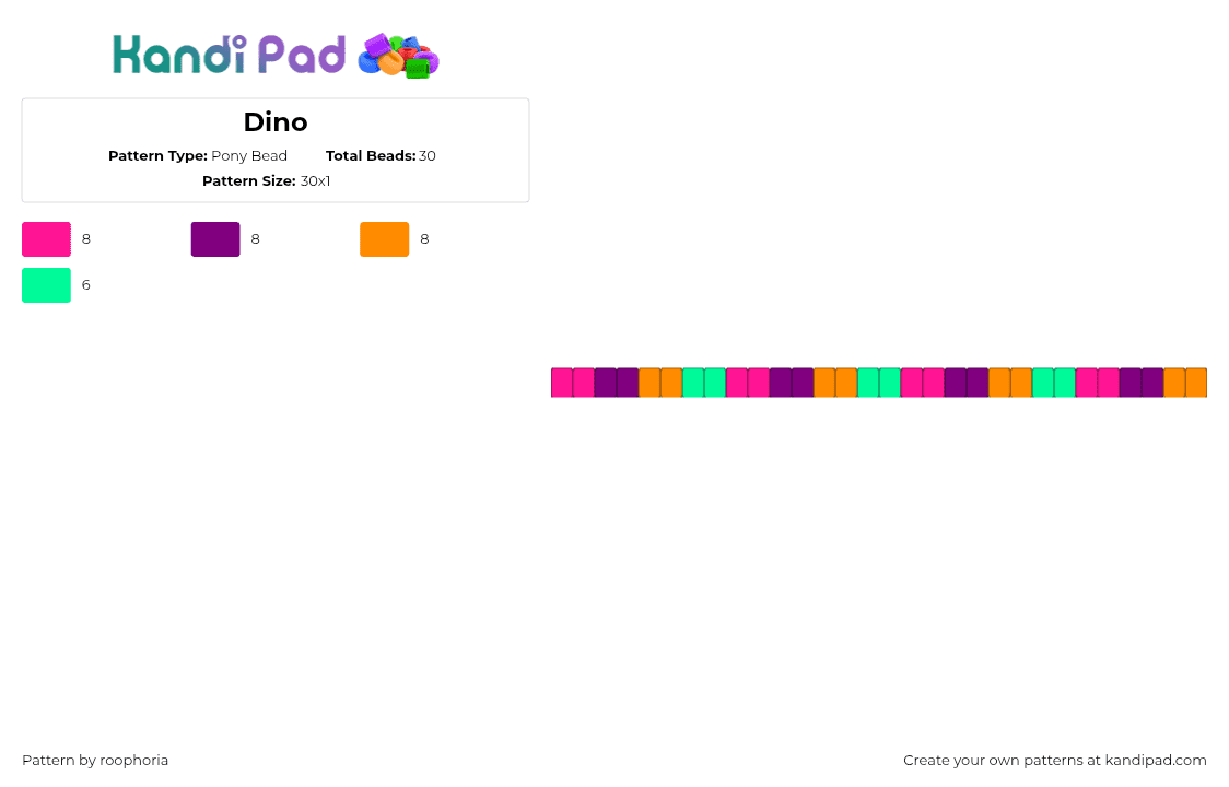 Dino - Pony Bead Pattern by roophoria on Kandi Pad - pink