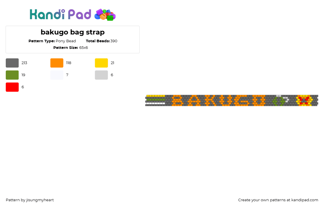 bakugo bag strap - Pony Bead Pattern by jisungmyheart on Kandi Pad - orange,gray