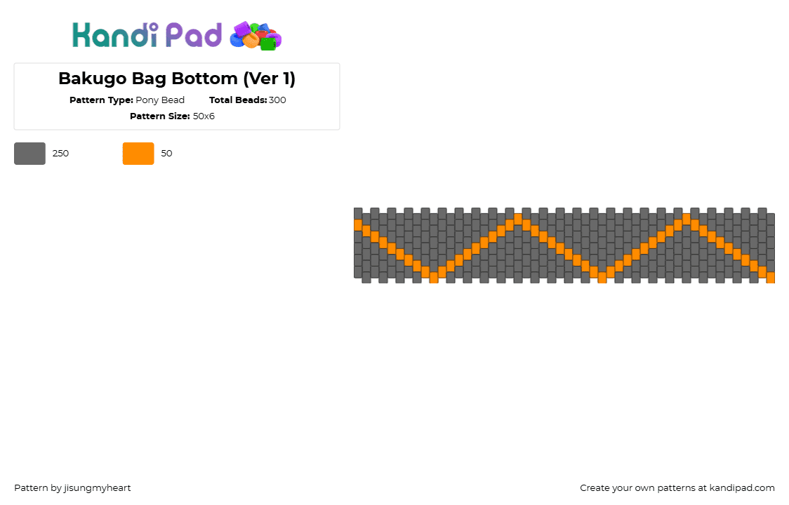 Bakugo Bag Bottom (Ver 1) - Pony Bead Pattern by jisungmyheart on Kandi Pad - gray