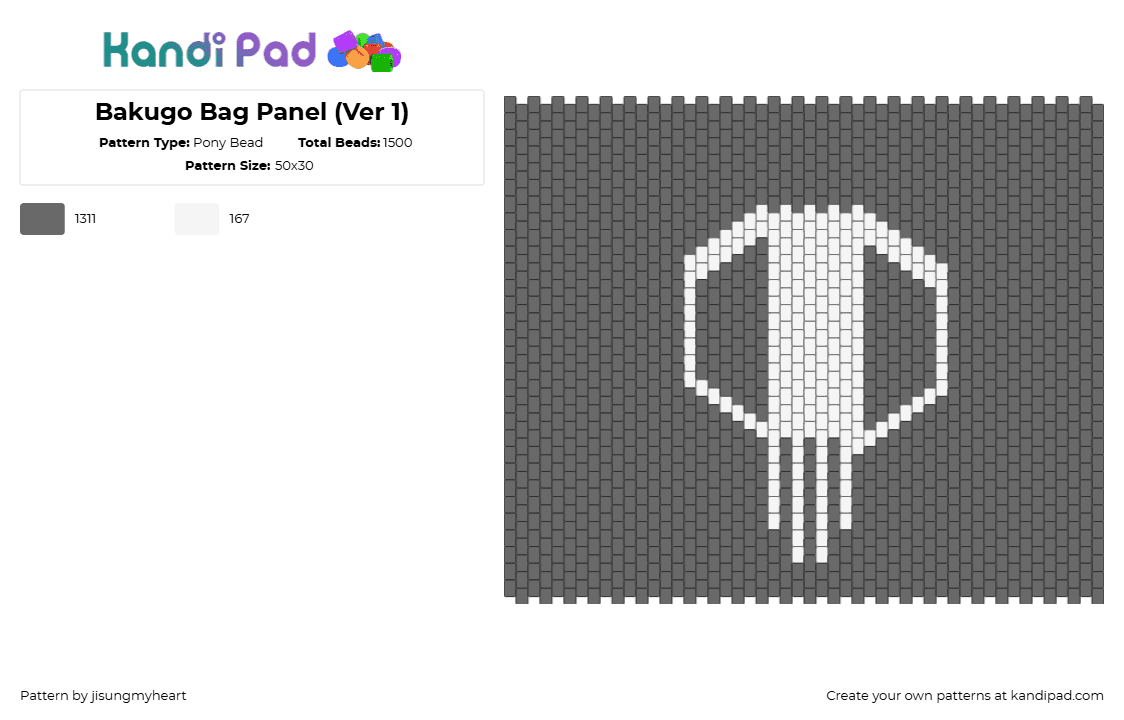 Bakugo Bag Panel (Ver 1) - Pony Bead Pattern by jisungmyheart on Kandi Pad - gray