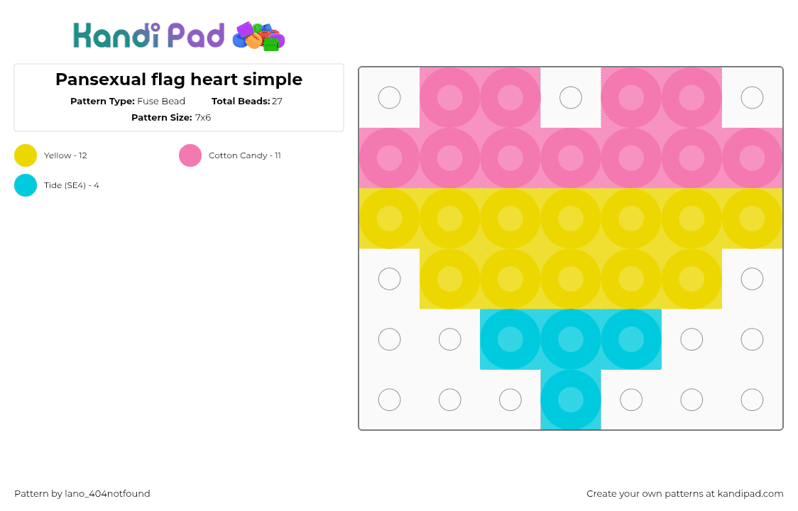 Pansexual flag heart simple - Fuse Bead Pattern by lano_404notfound on Kandi Pad - pink,yellow,lgbtqia,pride,pansexual,heart