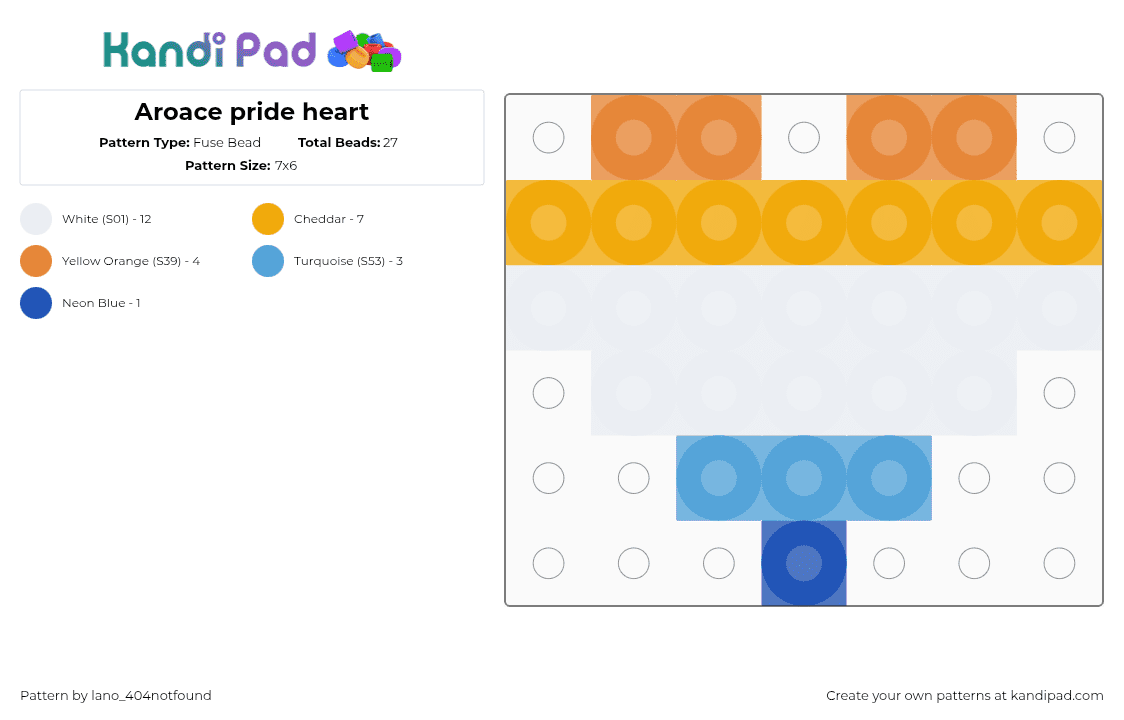 Aroace pride heart - Fuse Bead Pattern by lano_404notfound on Kandi Pad - orange,pride,lgbtqia,aroace,heart