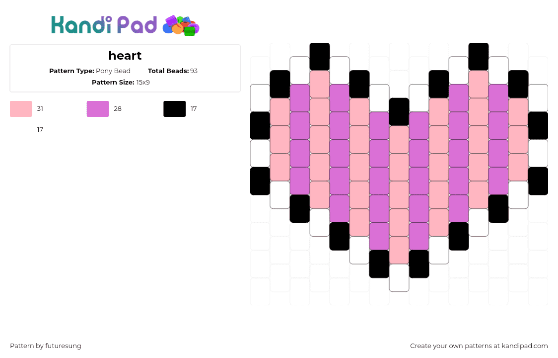 heart - Pony Bead Pattern by futuresung on Kandi Pad - pink,heart