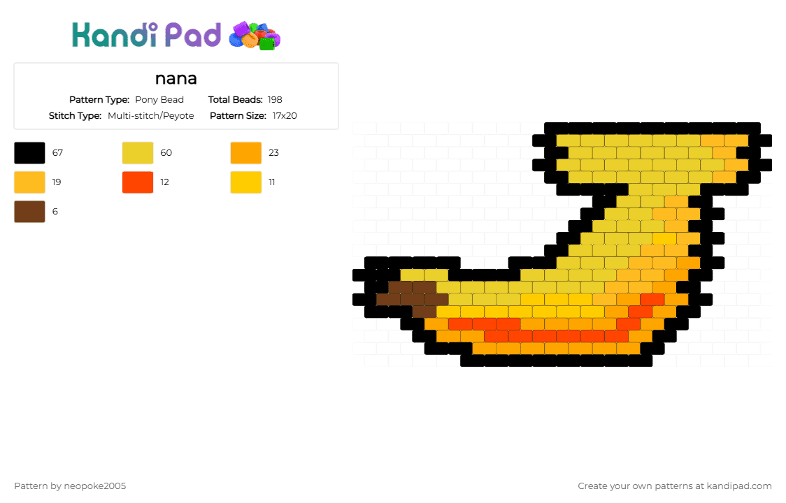 nana - Pony Bead Pattern by neopoke2005 on Kandi Pad - orange, yellow