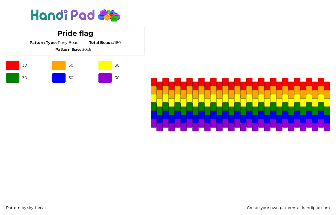 Pride flag - Pony Bead Pattern by skythecat on Kandi Pad - purple