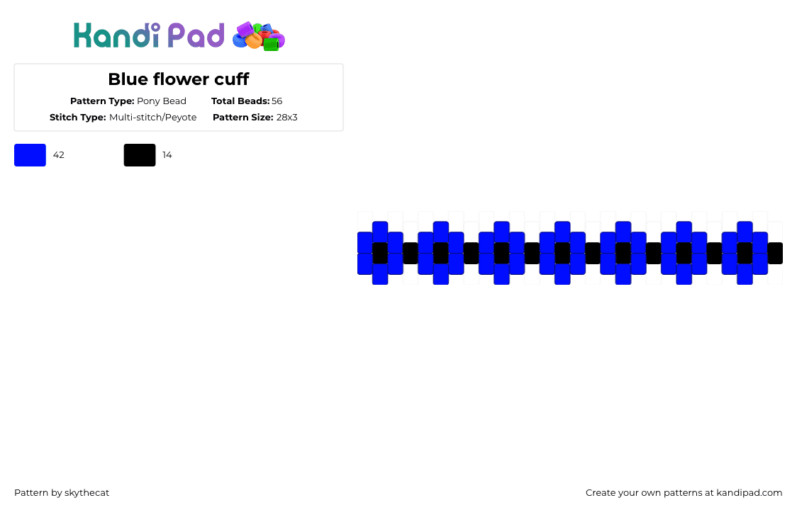 Blue flower cuff - Pony Bead Pattern by deleted_user_503645 on Kandi Pad - purple