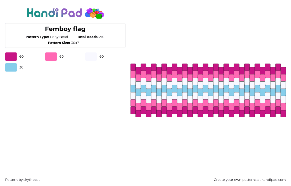 Femboy flag - Pony Bead Pattern by skythecat on Kandi Pad - pink