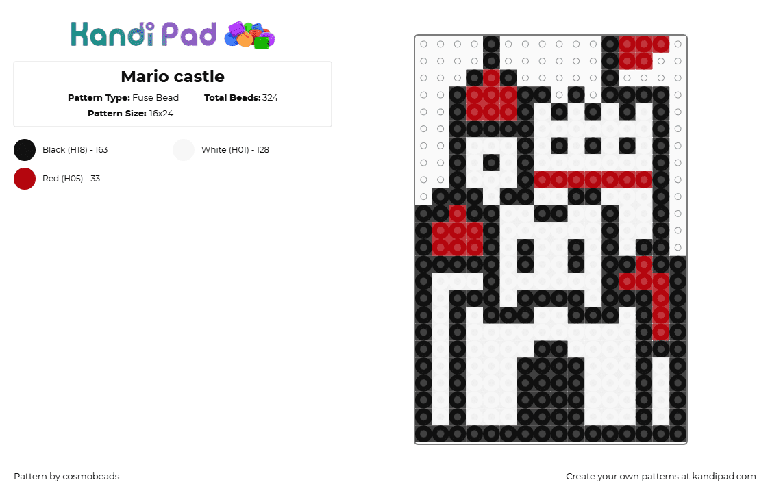 Mario castle - Fuse Bead Pattern by cosmobeads on Kandi Pad - white