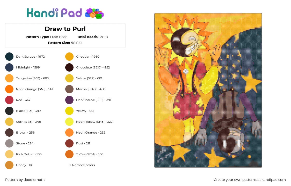 Draw to Purl - Fuse Bead Pattern by wherwoofstudio on Kandi Pad - art,purl,beads,new