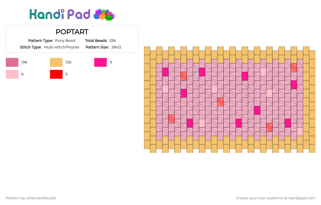 POPTART - Pony Bead Pattern by wherwoofstudio on Kandi Pad - orange, pink