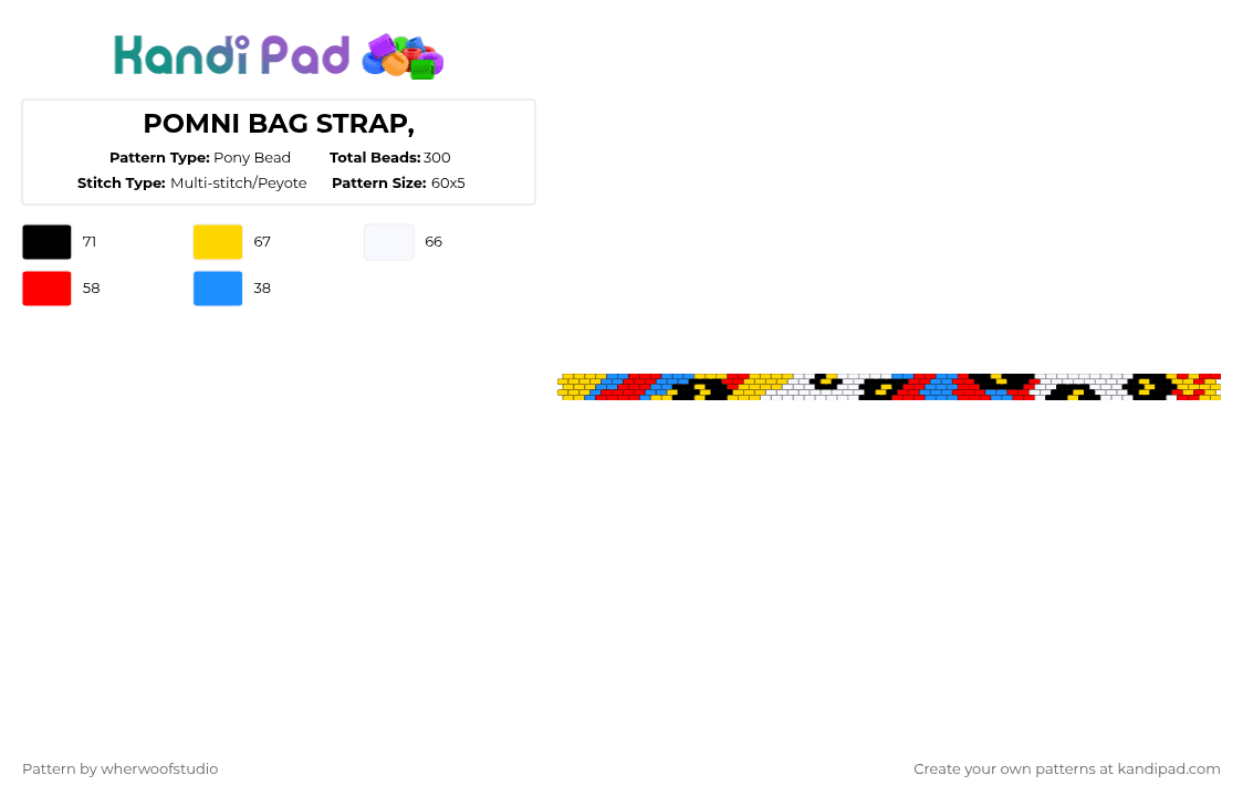 POMNI BAG STRAP, - Pony Bead Pattern by wherwoofstudio on Kandi Pad - red,yellow