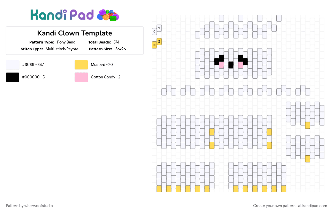 Kandi Clown Template - Pony Bead Pattern by wherwoofstudio on Kandi Pad - 