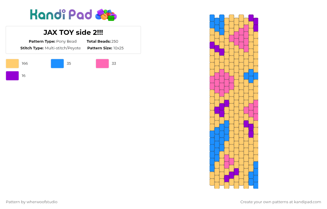 JAX TOY side 2!!! - Pony Bead Pattern by wherwoofstudio on Kandi Pad - yellow,jax,tadc,kandi,pink,kinger,caine,bubble