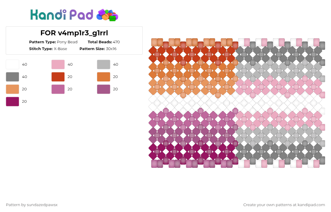 FOR v4mp1r3_g1rrl - Pony Bead Pattern by deleted_user_452524 on Kandi Pad - pink