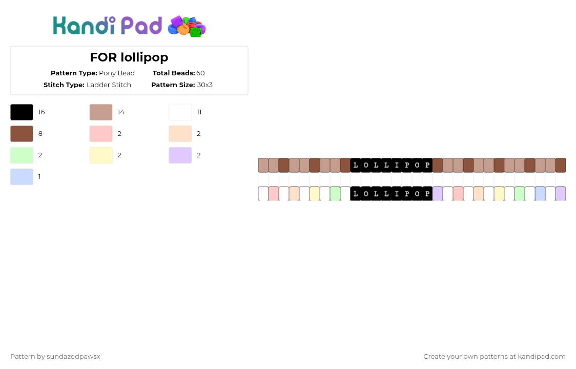 FOR lollipop - Pony Bead Pattern by deleted_user_452524 on Kandi Pad - beige,red